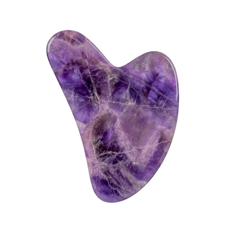 Amethyst Face Roller & Heart Gua Sha Set - Natural Stone Facial Massage Tool Kit