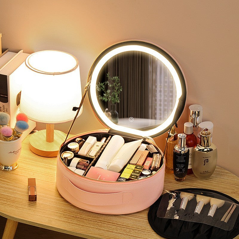 Luxora LED Makeup Bag with Lighted Mirror - Large Travel Cosmetic Organizer