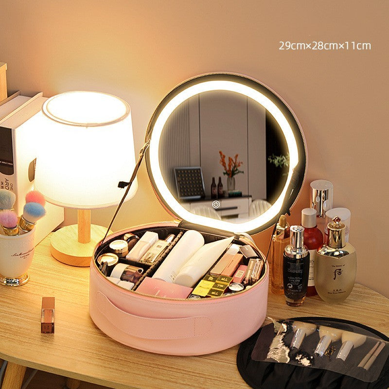 Luxora LED Makeup Bag with Lighted Mirror - Large Travel Cosmetic Organizer