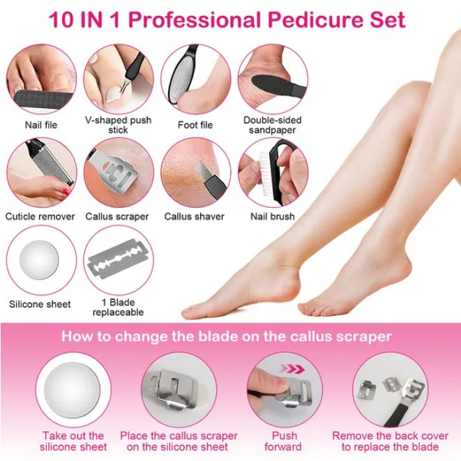 17-Piece Electric Foot Callus Remover Kit - Professional Pedicure Set with Multiple Heads