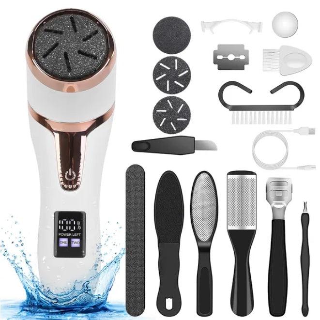 17-Piece Electric Foot Callus Remover Kit - Professional Pedicure Set with Multiple Heads