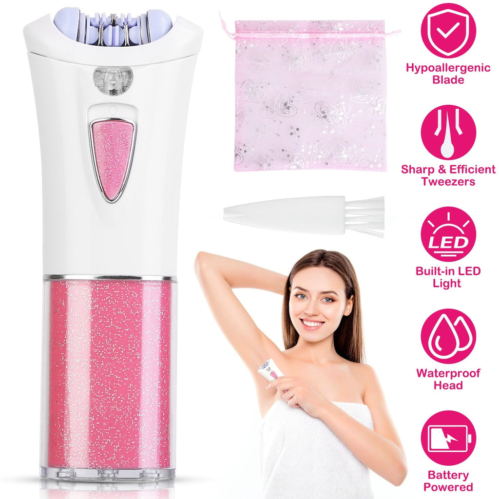 Women's Electric Epilator - Cordless Hair Remover with LED Light for Face & Body