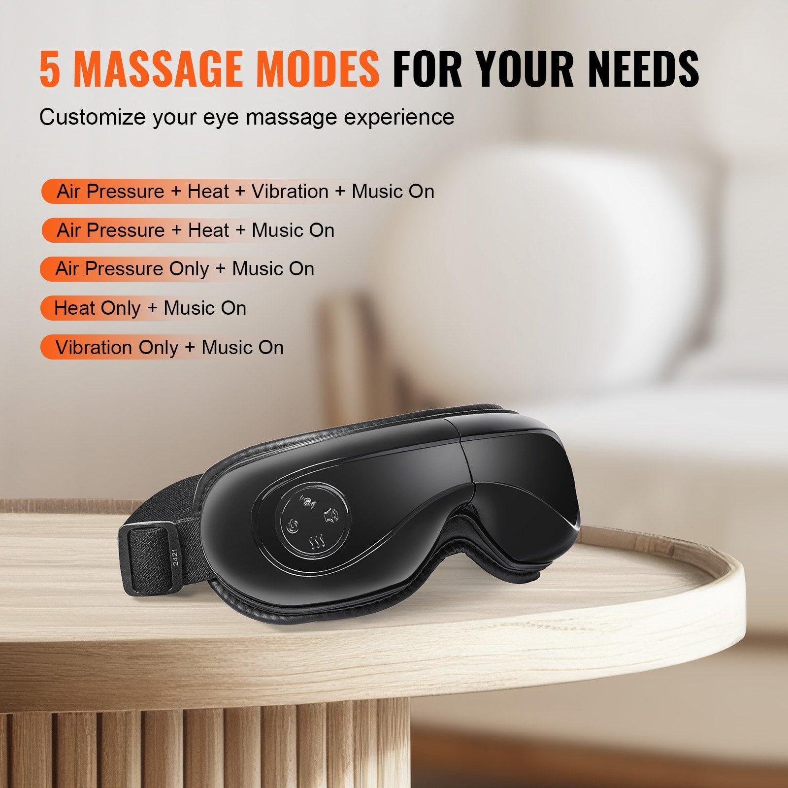 Heated Eye Massager - Bluetooth Music Eye Care Device with 5 Massage Modes