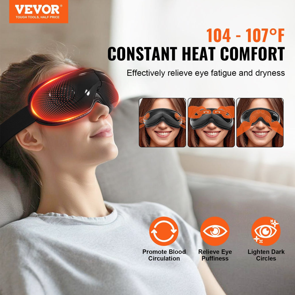 Heated Eye Massager - Bluetooth Music Eye Care Device with 5 Massage Modes