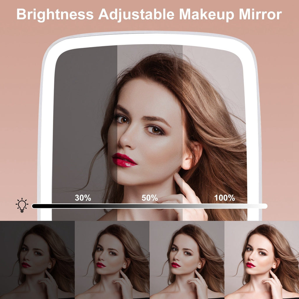 Luxora Lighted Desk Makeup Mirror – 5.98 × 8.62 in, LED, 3-Color Modes, Touch-Screen Brightness, USB Rechargeable