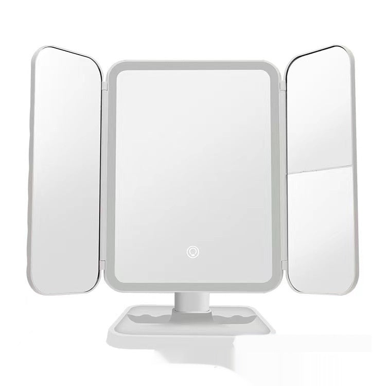 3-Fold LED Makeup Mirror Desk Lamp – Foldable Three-Panel Touch Control by Luxora
