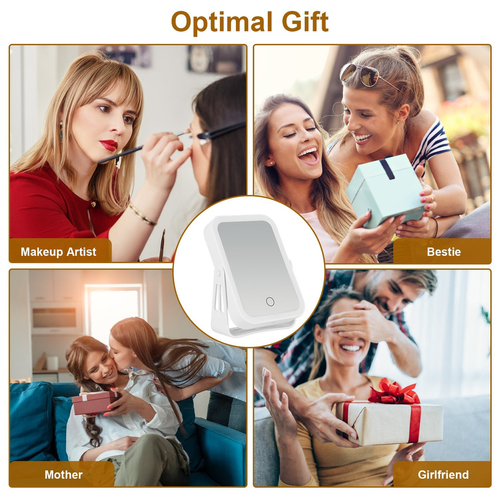 Luxora 10× Magnifying Lighted Makeup Mirror – Double-Sided Travel Mirror with 3 Light Modes & USB Rechargeable Design