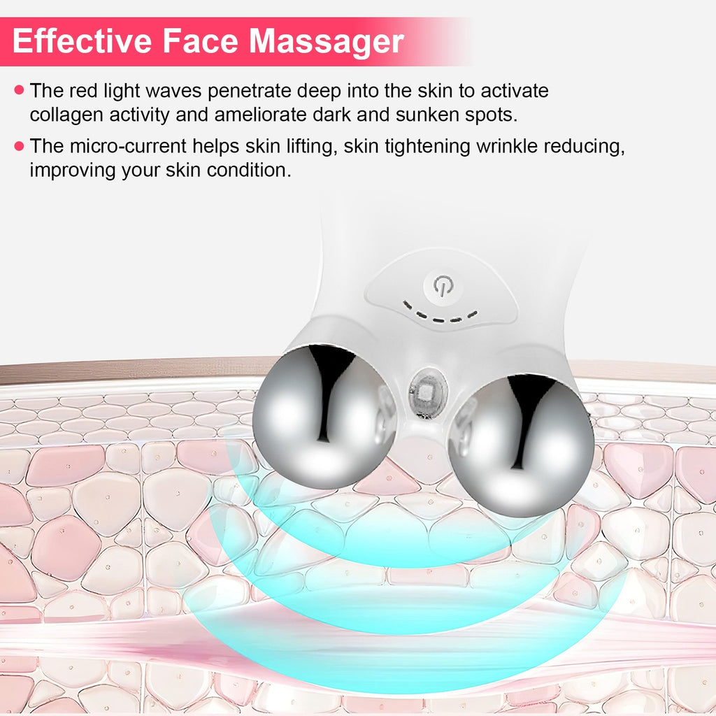 Microcurrent Face Massager - Rechargeable Facial Roller with 5 Intensity Levels