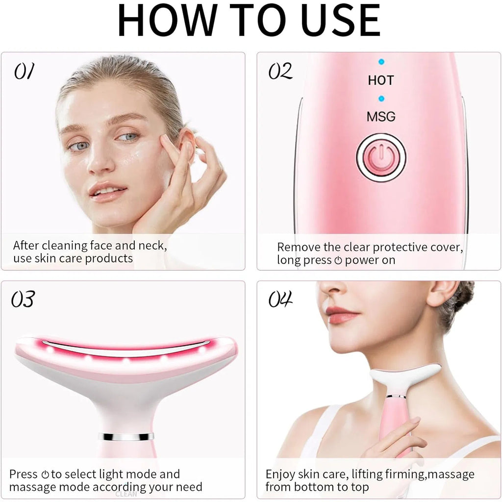 Neck Face Massager, Skin Care Face Massage Tool, 3-in-1 Facial Massager, Face Sculpting Tool With Thermals, Vibration
