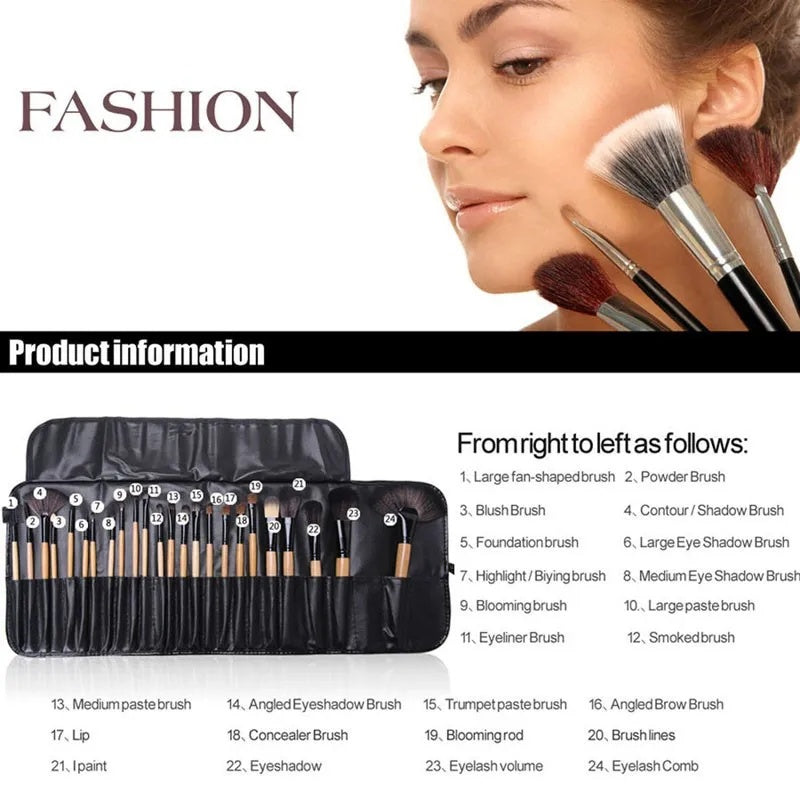 Professional Makeup Brush Set 24 Pieces - Complete Cosmetic Brushes Kit with Gift Bag