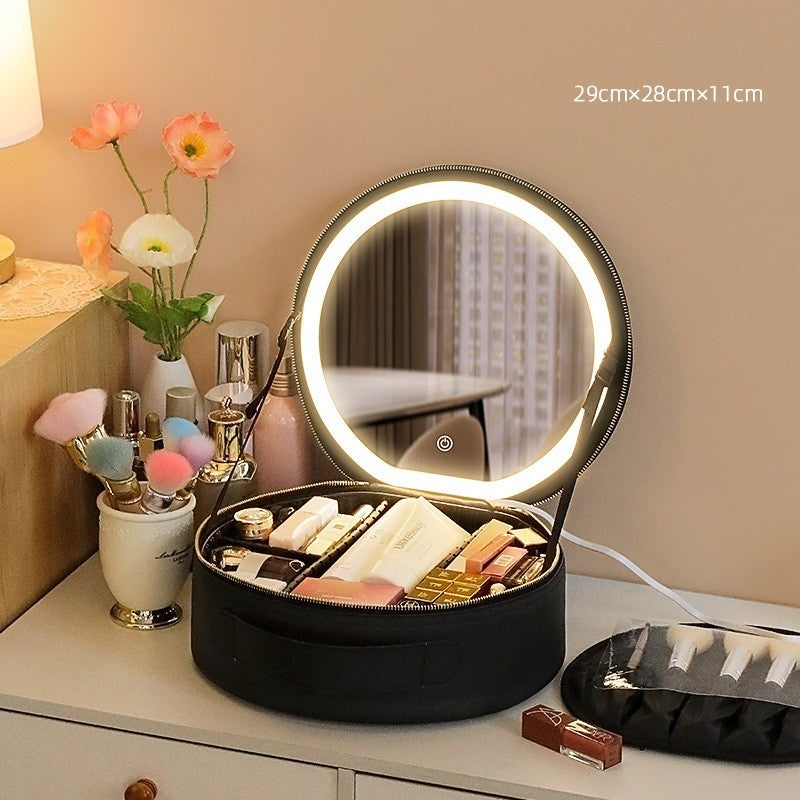 Luxora LED Makeup Bag with Lighted Mirror - Large Travel Cosmetic Organizer
