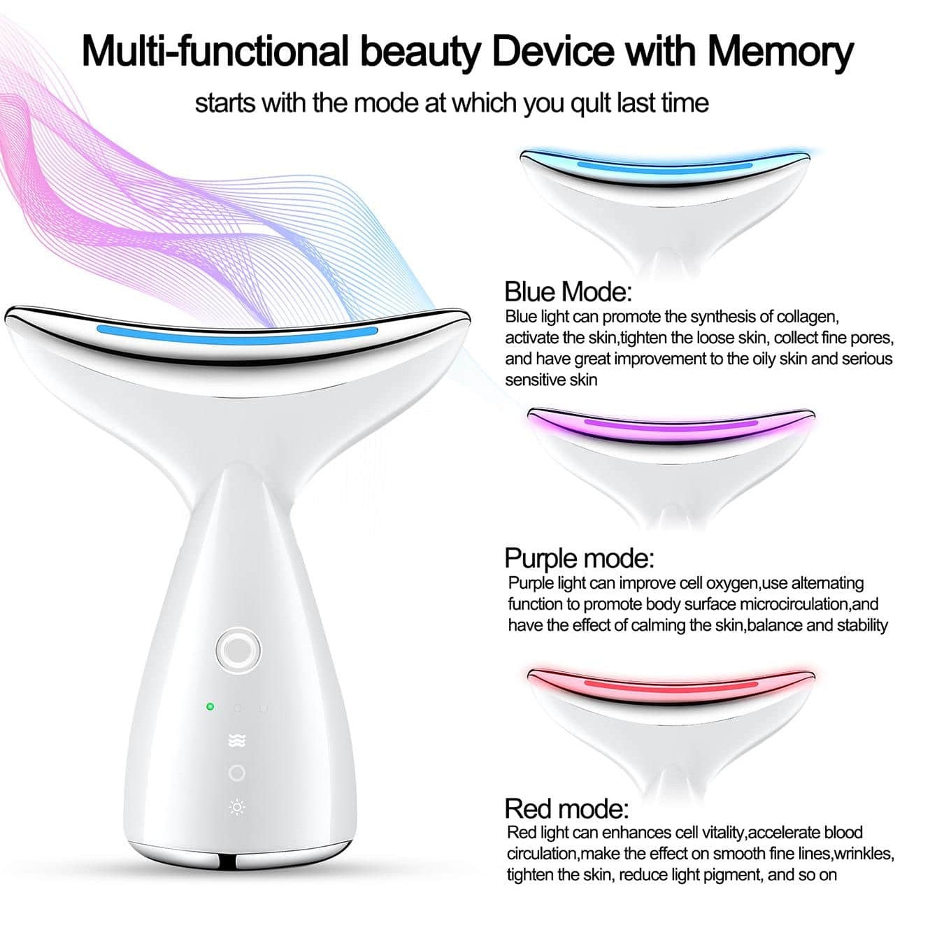 Face And Neck Tightening Device, Firm And Tightens Sagging Skin Face Neck Massager, Beauty Facial Massager For Women And Men - White