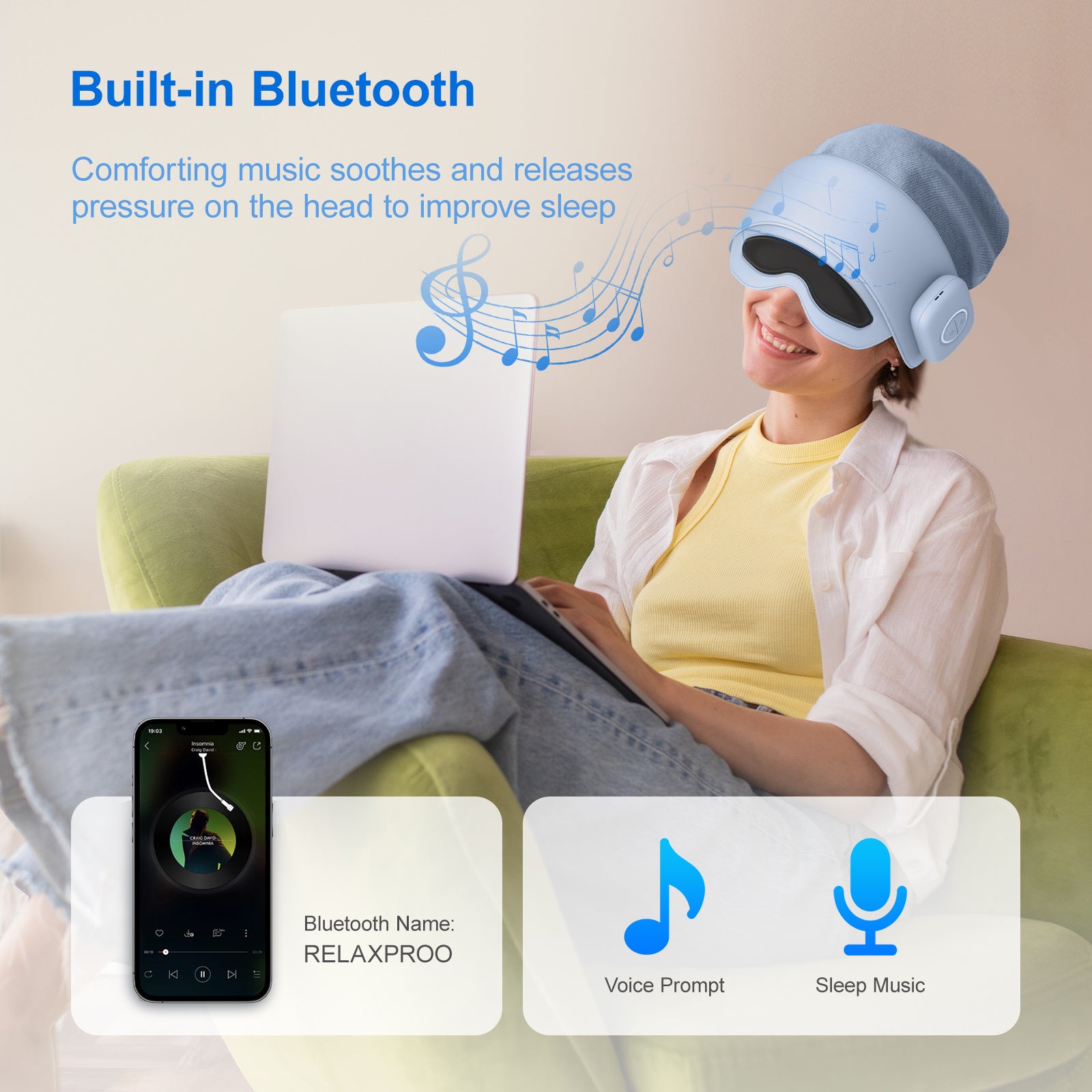 Smart Head & Eye Massager - Electric Scalp Massager with Heat & Vibration