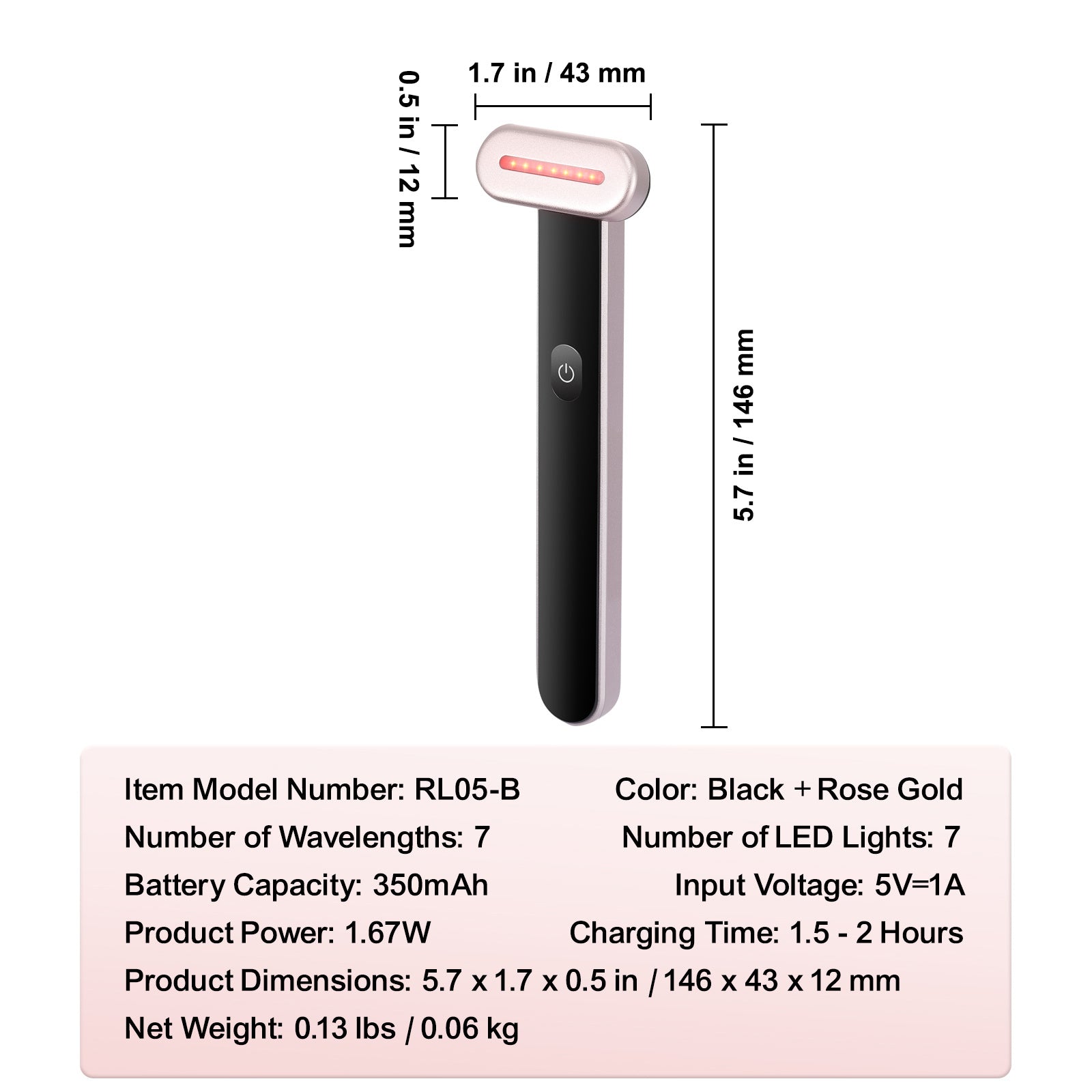 VEVOR Red Light Therapy Wand For Face, 7Color LED Facial Wand Red Light Therapy Device With Heatig Therapy Microcurrent Vibrating Massage, Portable LED Beauty Wand For Face, Neck