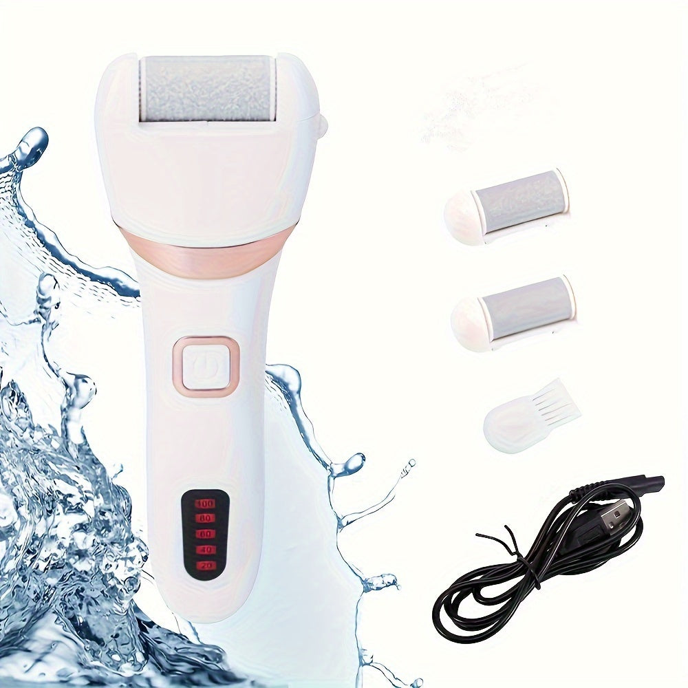 Electric Foot Callus Remover - Rechargeable Pedicure Tool with 3 Roller Heads