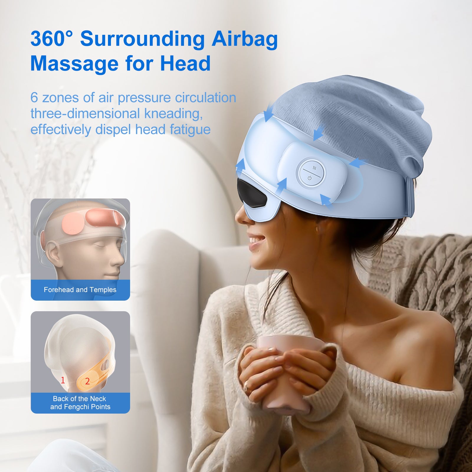 Smart Head & Eye Massager - Electric Scalp Massager with Heat & Vibration