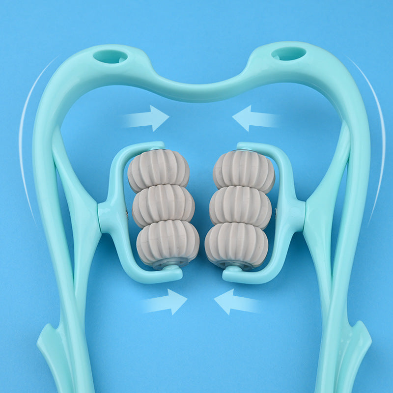 Manual Neck Massager Roller - 6-Wheel Deep Tissue Massage Tool